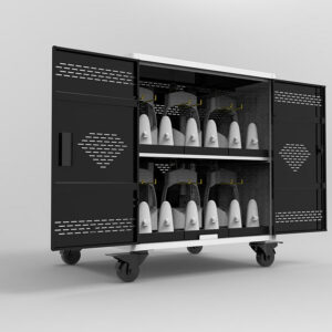 The VR PowerCart mini™ Storage & Charging Cart for up to 12 Virtual Reality Headsets